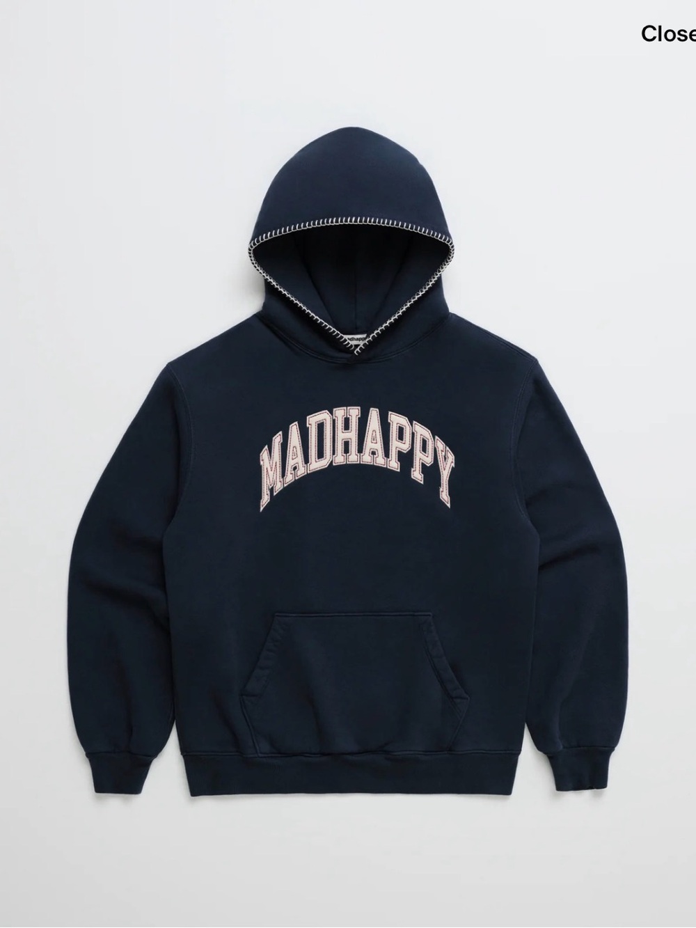 Madhappy Navy Hoodie with Contrasting Stitch Detail